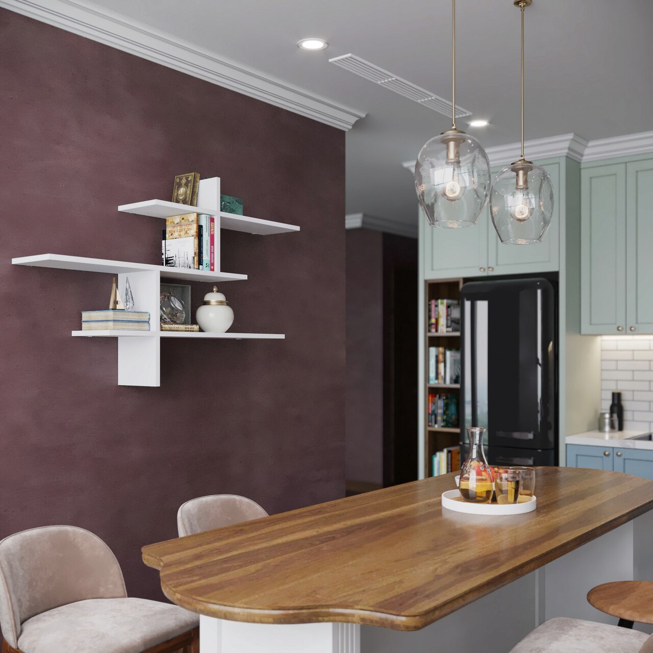 Raft de perete, Hanah Home, Leo, 123x80.5x22 cm, Alb - imagine 5